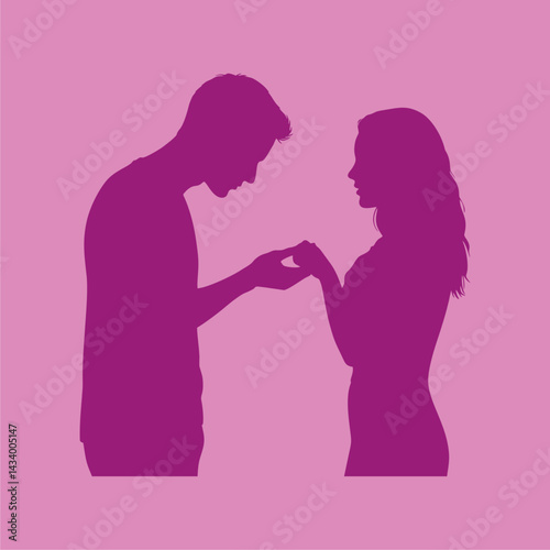 vector illustration of the silhouette of a man proposing to his girlfriend