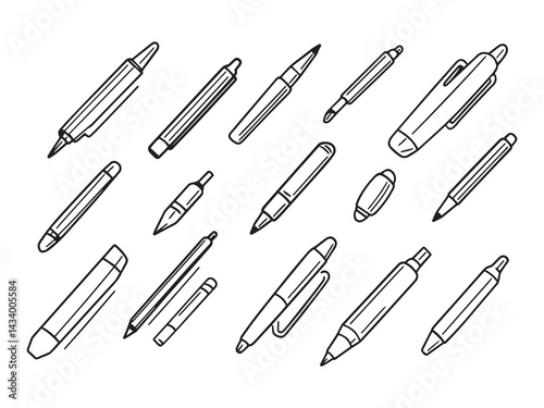 Pen line art abstract nature sketch