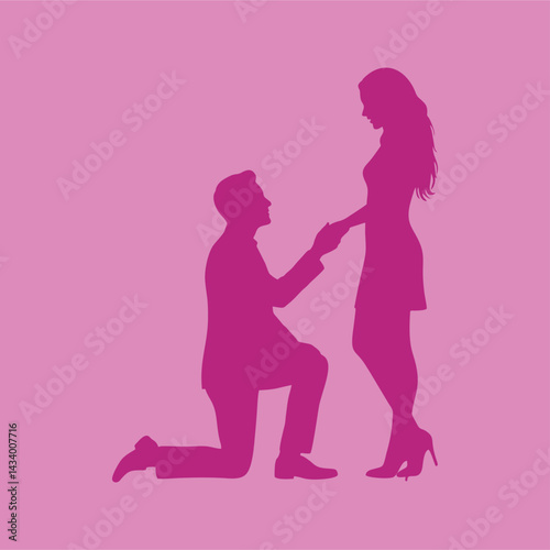 vector illustration of the silhouette of a man proposing to his girlfriend
