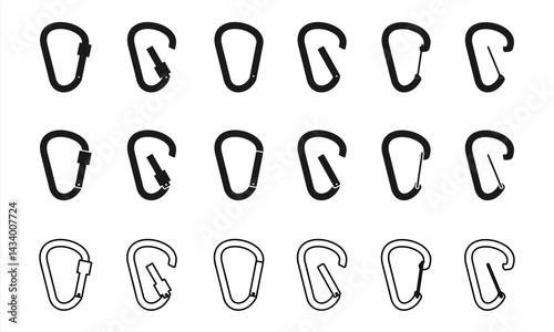 carabiner icon set vector illustration isolated on white background.