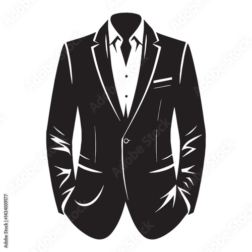 Refined Blazer silhouette, impeccable tailoring and fit – Blazer illustration – Minimalist Blazer vector – Men’s dress silhouette

