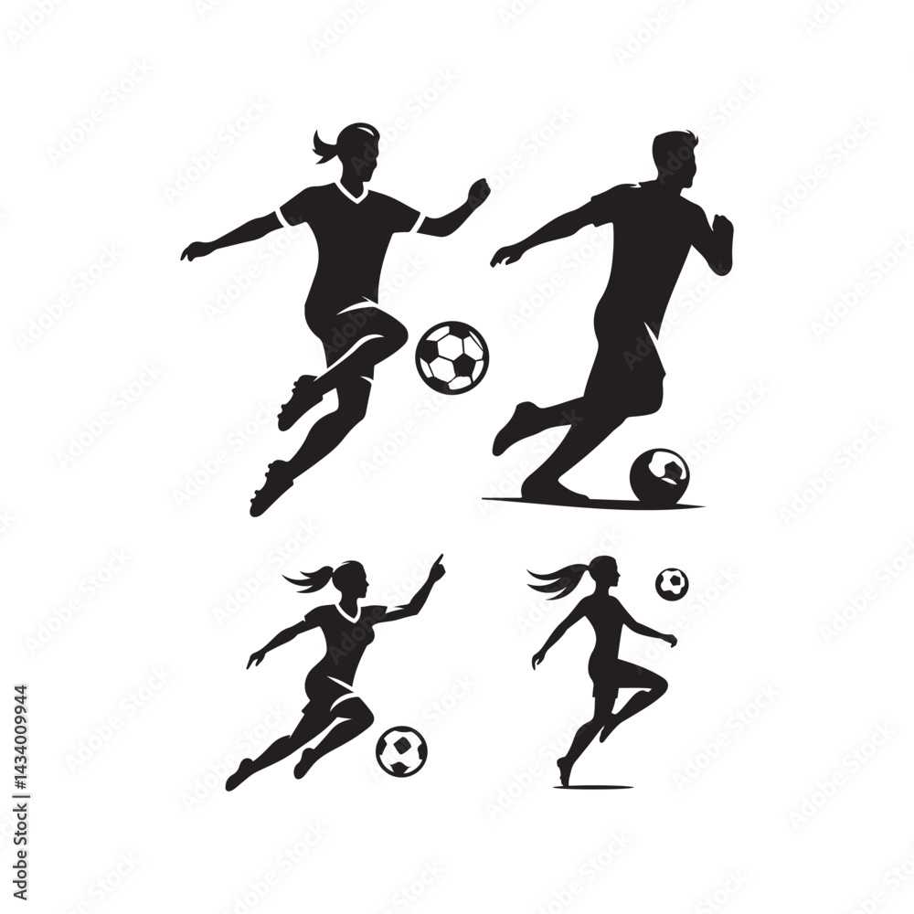 Obraz premium soccer vector silhouette clip art logo design illustration