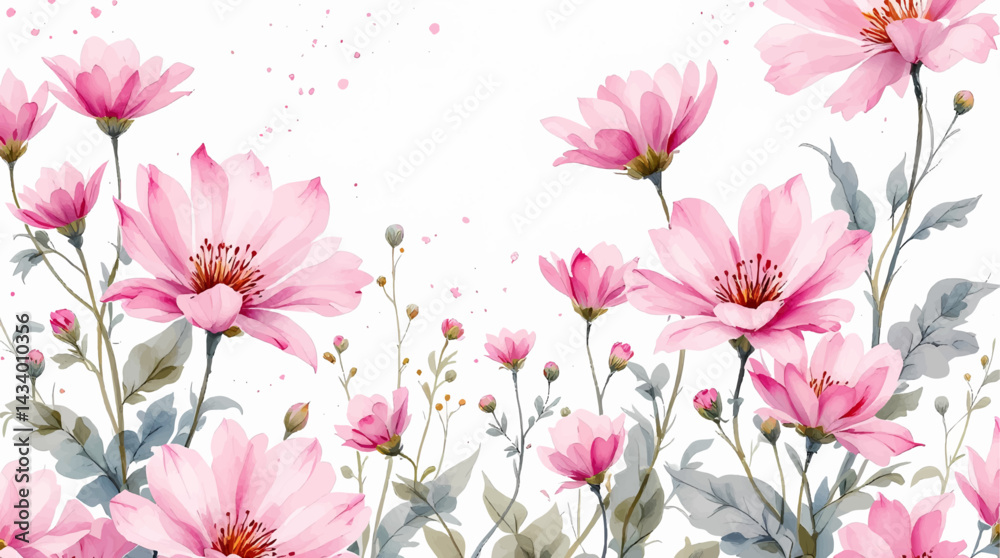 Floral seamless pattern, watercolor Color flowers	