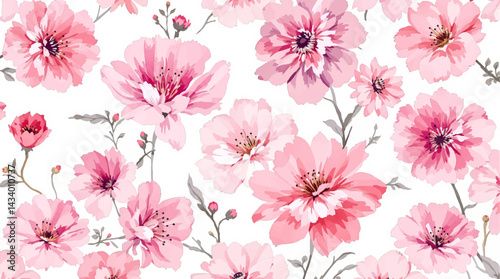 Floral seamless pattern, watercolor Color flowers	