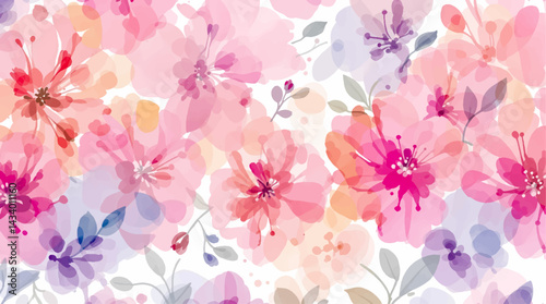 Floral seamless pattern, watercolor Color flowers	