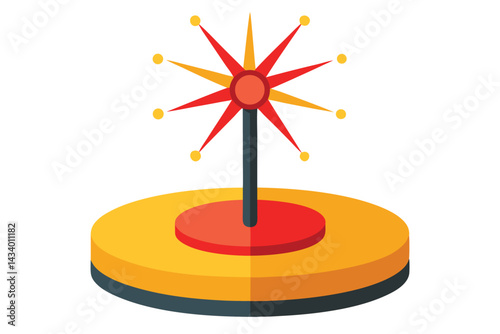 Colorful abstract illustration of a spinning fairground ride on a platform