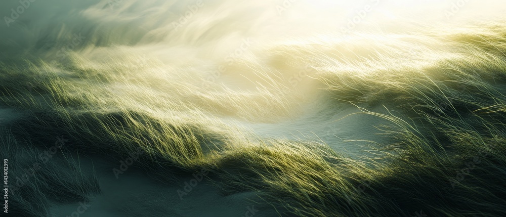 A blurry image of grass with a sun in the background