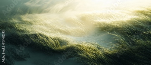 Obraz na płótnie A blurry image of grass with a sun in the background w salonie