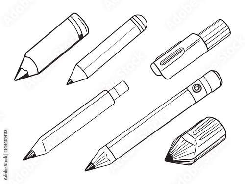 Pencil Grips line art contour ink artwork