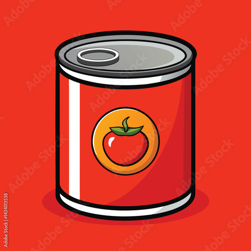 Colorful Vector Can of Tomatoes Illustration