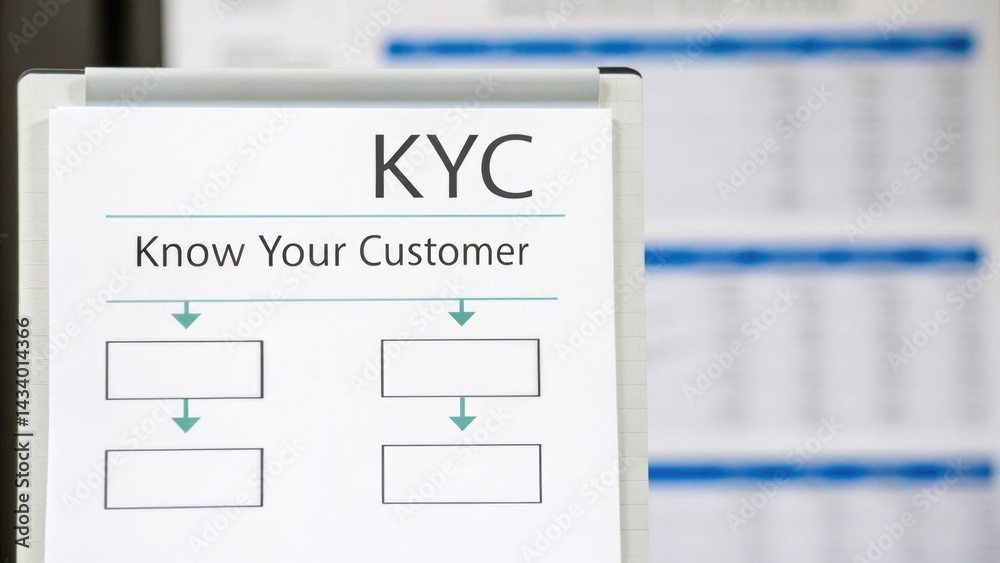 Fototapeta premium Implementing Effective KYC Strategies in Financial Institutions Office Setting Educational Guide Professional Environment Informative Perspective