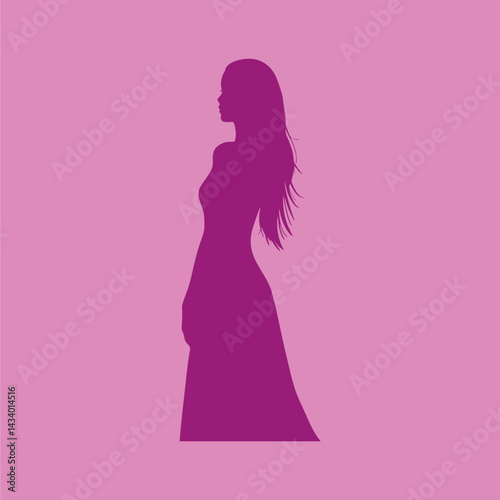 vector silhouette of a woman in a beautiful dress for a party event