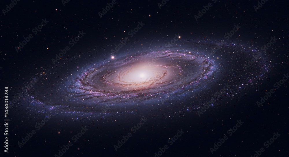 Naklejka premium Galaxy Spiral in Space with Stars