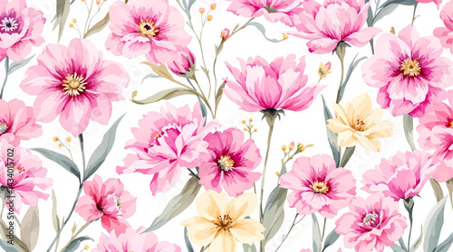 Floral seamless pattern, watercolor Color flowers	