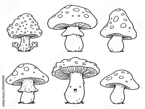 Elegant Line Art Coral Mushroom Illustration for Nature Designs 