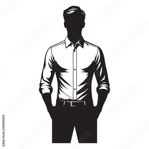 Smart Dress Shirt silhouette, enhancing men’s fashion sense – Dress Shirt illustration – Minimalist Dress Shirt vector – Men dress silhouette

