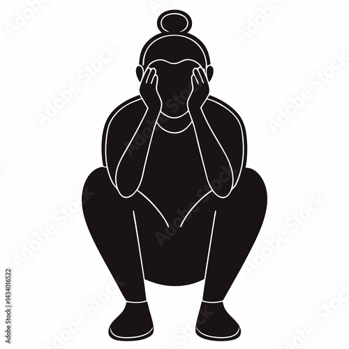 Woman Sitting Silhouette Vector Pose