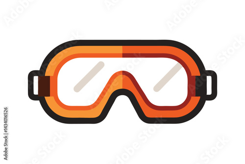 Iconic Orange Ski Goggles Flat Vector Illustration for Winter Adventures and Safety
