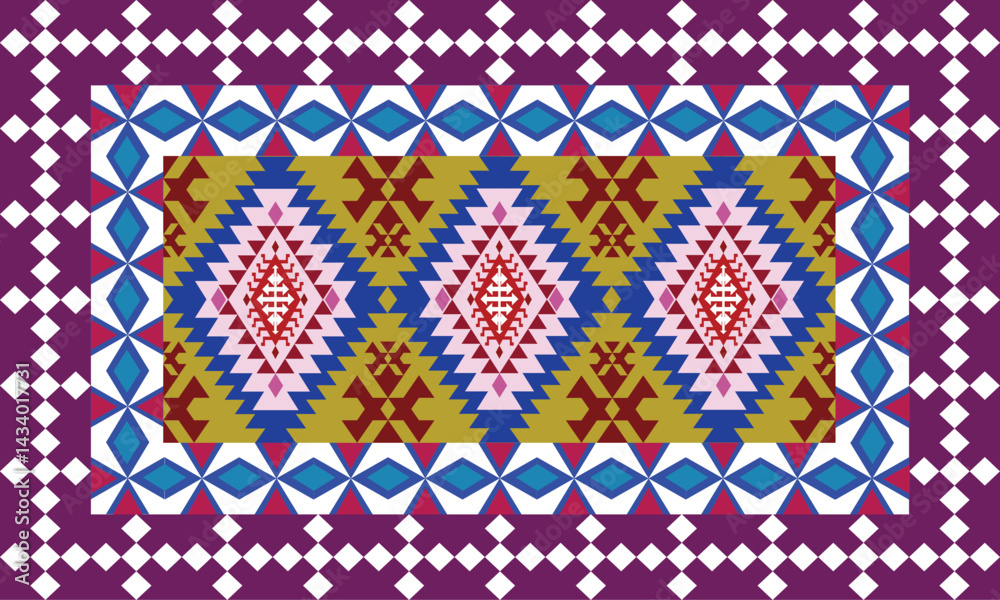 colorful aztec geometric pattern for carpet, wallpaper, clothing.