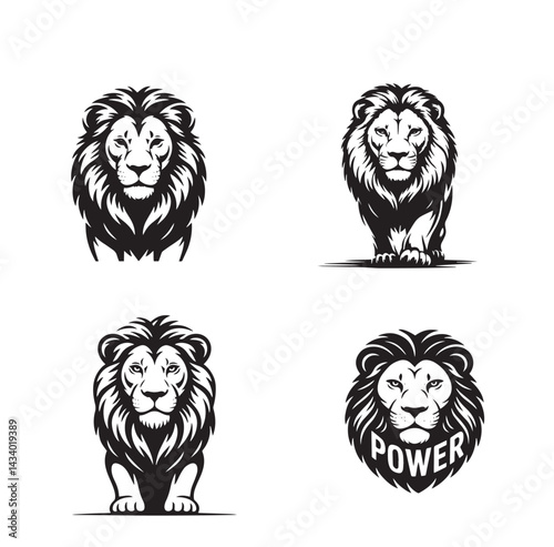 set of lion heads