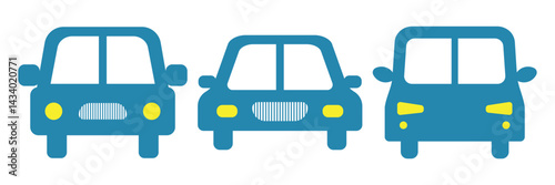 car icon, vehicle or automobile front view flat vector icon for apps and websites