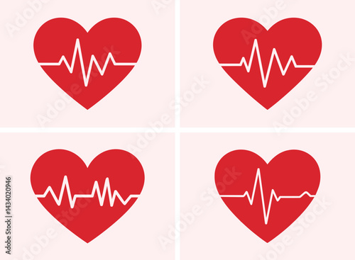 Red Heart Icon Collection – A Set of Vector Heart Symbols and Icons