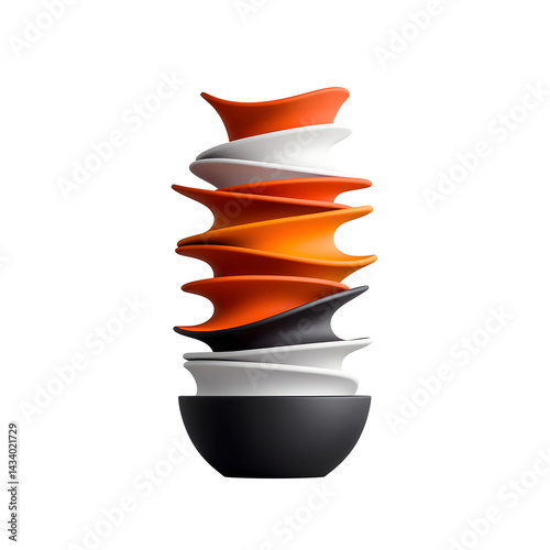 Stacked abstract ceramic vase with asymmetrical form