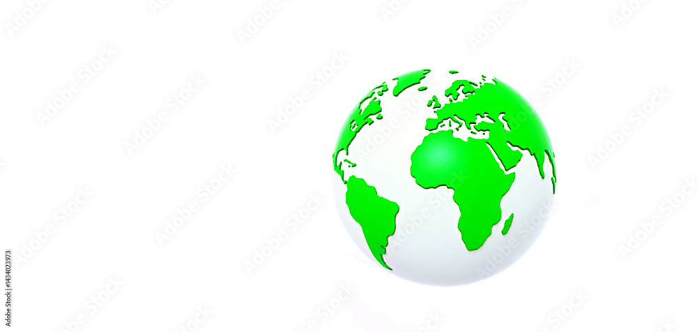 Fototapeta premium Green globe on white background with copy space. Symbol of planet Earth. Earth Day