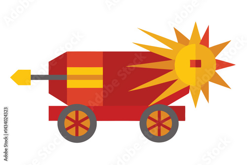 Geometric Sun Powered Vehicle with Arrow Head Ready to be Launched