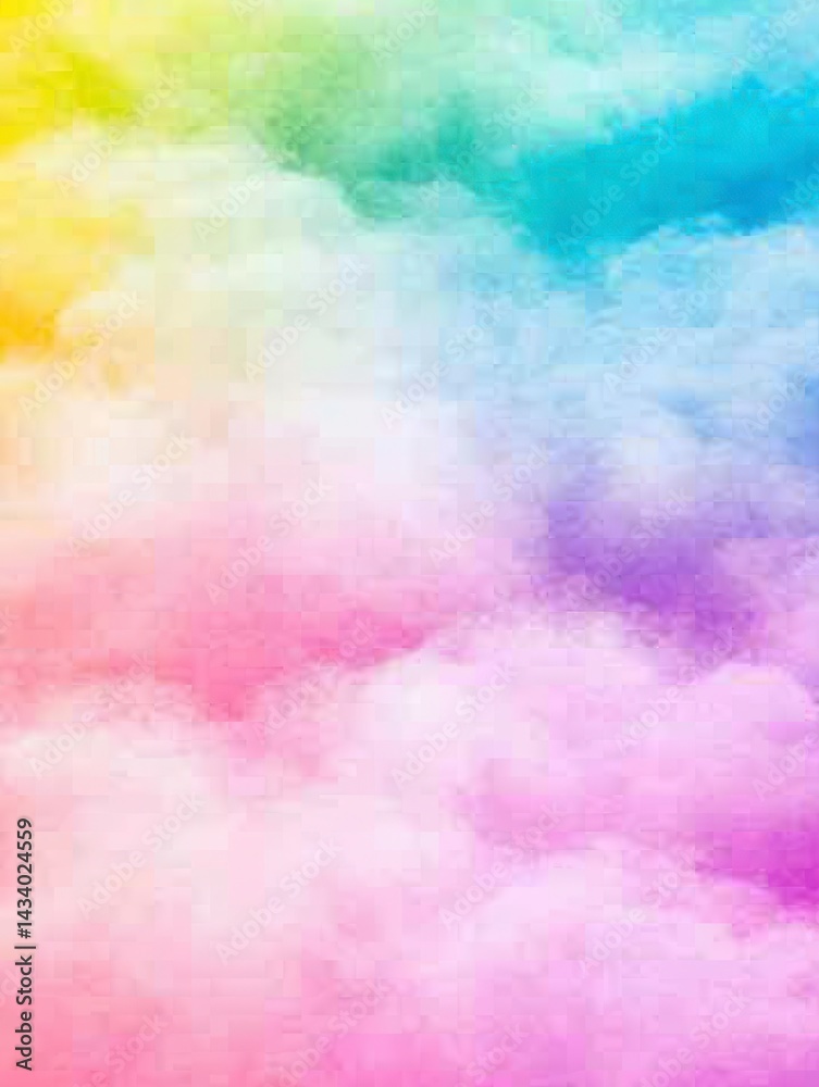 Pastel Rainbow Cloudscape Watercolor Texture Dreamy Atmosphere