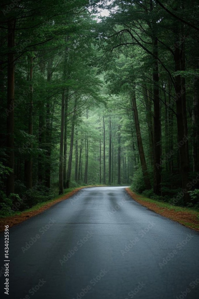 Fototapeta premium arafed road in the middle of a forest with trees