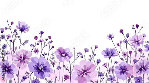 Seamless pattern with purple flower watercolor
