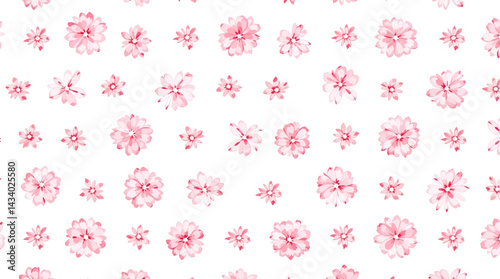 Seamless pattern with pink flower watercolor
