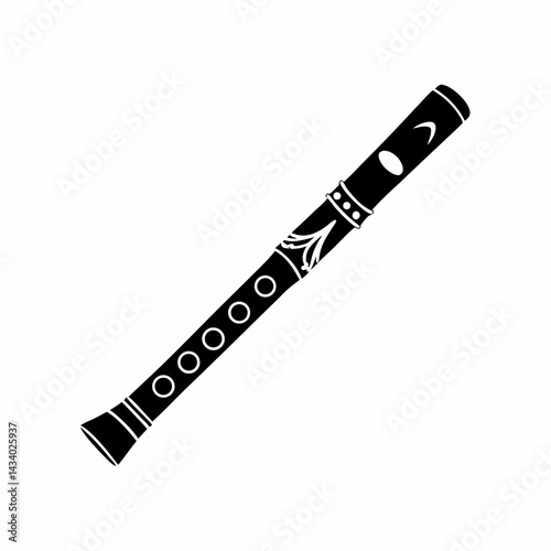 creative Silhouette  Japanese bamboo flute Icon Vector Illustration 