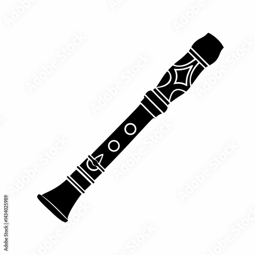 creative Silhouette  Japanese bamboo flute Icon Vector Illustration 