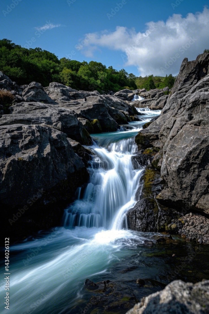 Fototapeta premium there is a waterfall that is flowing down the side of a mountain