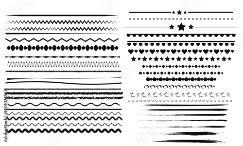 Set of 40 handrawn dacorative lines or border. handrawn dacorative border or grunge brush  vector lines, line dividers for graphic design projects.