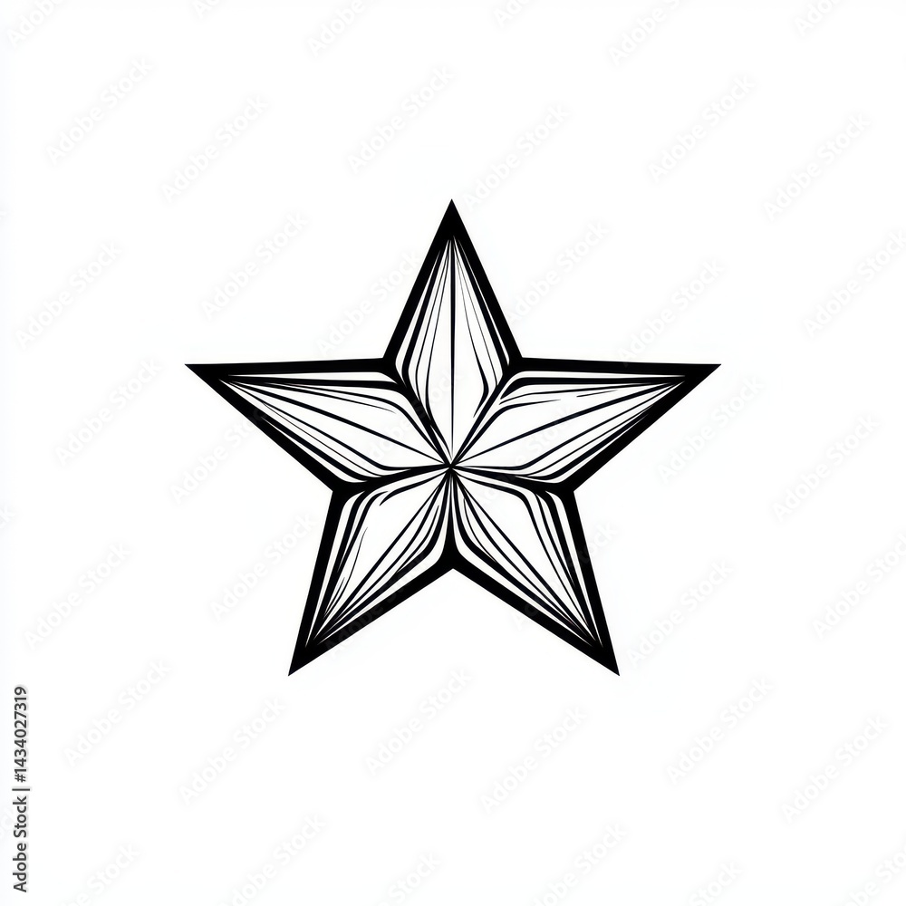 Obraz premium Line art style star icon, black thin line, minimalist vector clipart on white