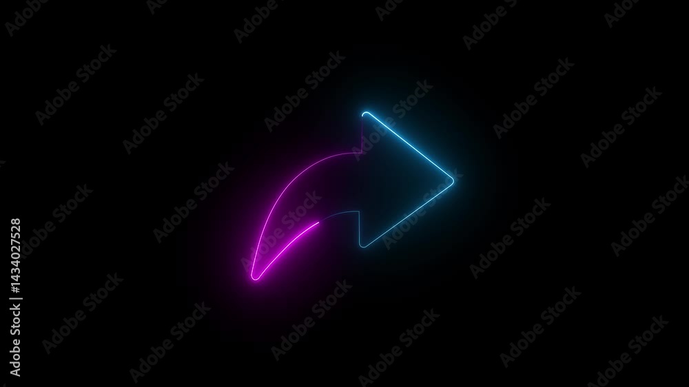 neon right direction arrow animation abstract share glowing neon line color arrow animation on black background... neon right direction arrow animation abstract share glowing neon line color arrow animation on black background...
