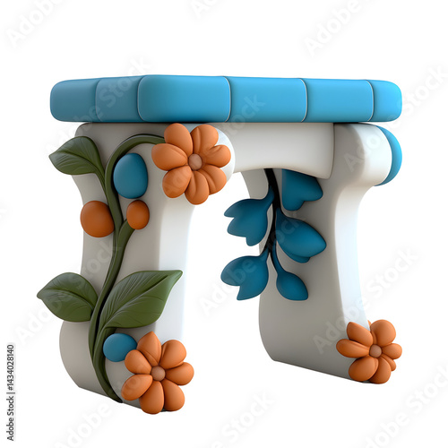 Turquoise tiled Mediterranean inspired side table photo