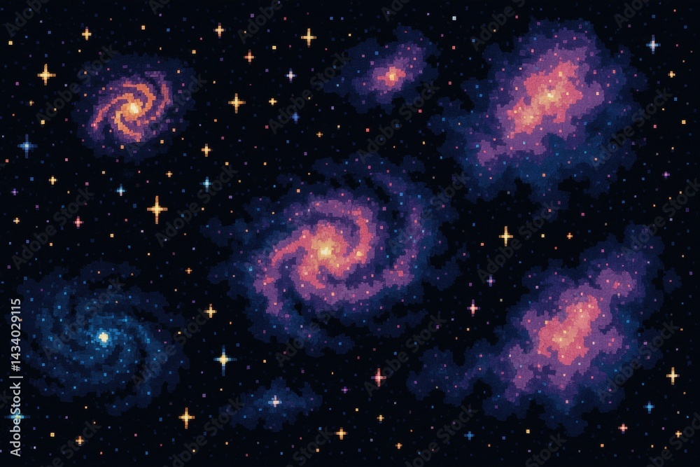Celestial Pixel Universe: High-Fidelity Cosmic Design for Print and Digital Art