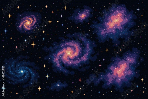 Obraz na płótnie Celestial Pixel Universe: High-Fidelity Cosmic Design for Print and Digital Art w salonie
