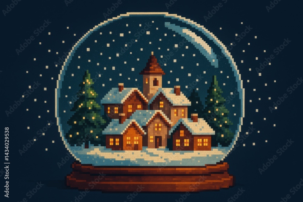 Christmas Village Snow Globe with Falling Snowflakes for Holiday Decor and Design