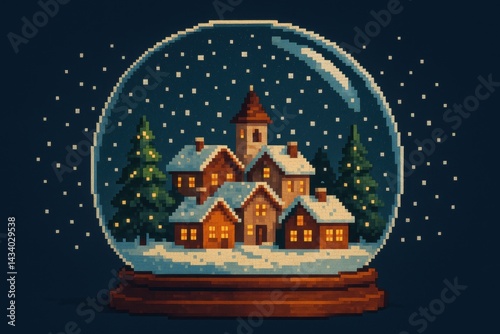 Obraz na płótnie Christmas Village Snow Globe with Falling Snowflakes for Holiday Decor and Design w salonie