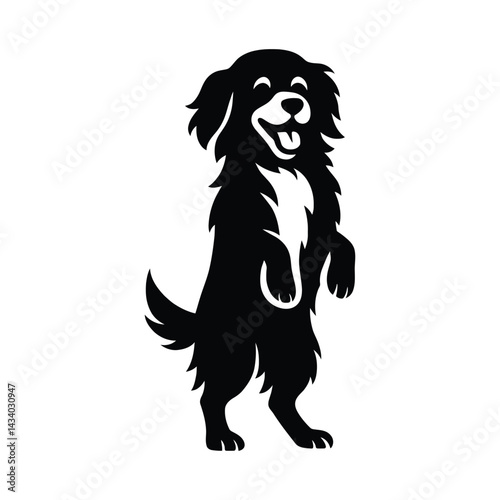 Playful dog standing silhouette design, Dog silhouette standing on hind legs