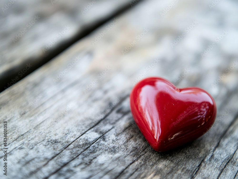 A shiny red heart-shaped object lies on a textured wooden surface, reflecting light and symbolizing love, emotion, and craftsmanship. A shiny red heart-shaped object lies on a textured wooden surface, reflecting light and symbolizing love, emotion, and craftsmanship.