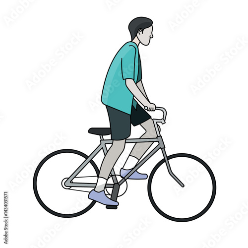 a man riding a bicycle with a white background