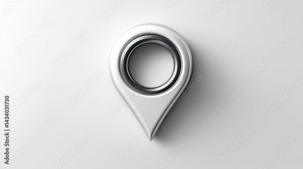 Fototapeta premium White Location Pin Three Dimensional Icon On White Background Perfect For Maps Navigation And Geographic Applications Low Resolution