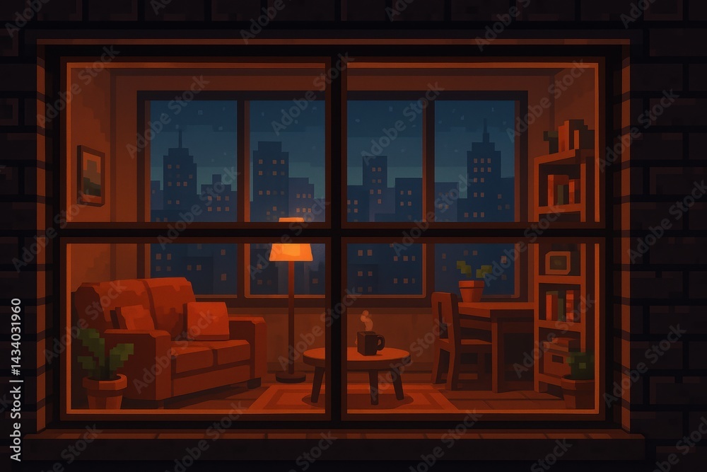 Cozy Evening in Urban Apartment with Cityscape View for Home Decor Design and Inspiration