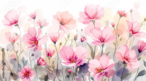 Seamless pattern with colorful flower watercolor
